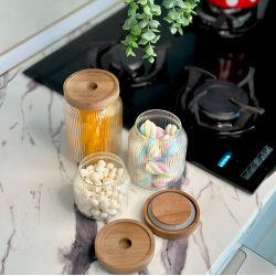 Glass Jar with Wooden Lid 500 ml